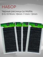 Набор черных ресниц Le Maitre D 0.10 9mm, 10mm, 11mm, 12mm (20 линий)